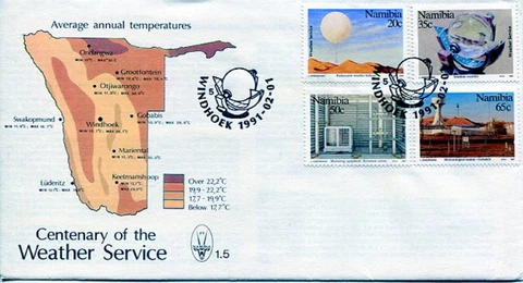 NAMIBIA: Centtenary Of The Weather Service / First Day Cover / Scott (690-693) Cover