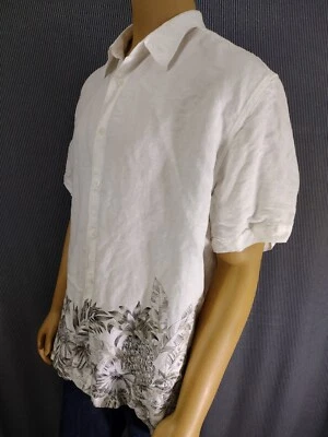 The HAVANERA Co Camisa Informal SS Para Hombres XXL Crema Lino Rayón Mezcla Floral Cubana Foto 1 de 4