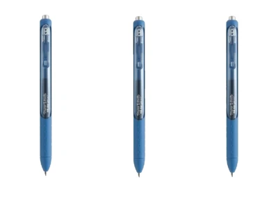Paper Mate InkJoy 凝胶笔可伸缩光滑 0.7 毫米石板蓝色 3/Pk 办公室学校 — 第 1/2 张图片