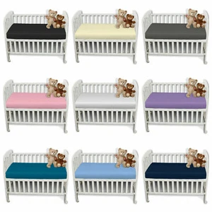 2 X Cot Bed Fitted Sheets 100% Pollycotton Fitted Sheets 70 x 140 cm - Picture 1 of 11