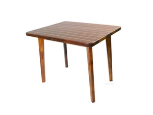 Nautical Solid Yellow Cedar Wood Table With Inlay Yellow Stripes Small Size - Picture 1 of 14