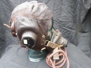 Original WW2 RAF Aircrew C Type Flying Helmet - G Type Oxygen Mask - Foto 1 di 21