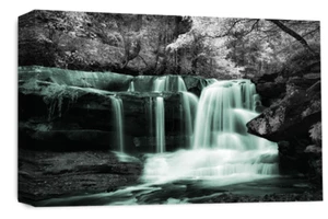 Large Waterfall Canvas Print Wall Art Duck Egg Grey White Landscape Panel - Picture 1 of 6