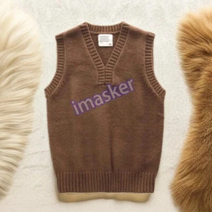 Men Knitted Vest Solid Color Waistcoat V Neck Slim Fit Sweaters Male Sleeveless - Picture 1 of 27