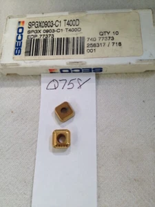 2 NEW SECO SPGX 0903-C1 CARBIDE INSERTS. GRADE: T400D. FACTORY PACKED. {Q758} - Picture 1 of 1