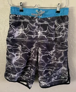 ZeroXposur Boy’s Black Drift Shark Graphic Swim Trunks Size XL-18/20 - Picture 1 of 16