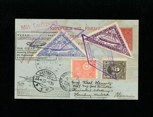 Zeppelin Sieger 155 1932 3. Südamerika Flug Paraguay Post auf Ansichtskarte