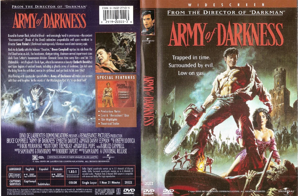 Army of Darkness (DVD, 1998, Widescreen) Horror #0923QB - Image 1 of 1