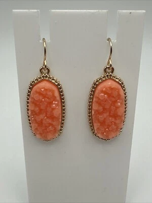 Pendientes colgantes naranja imitación cristal tono oro Foto 1 de 4