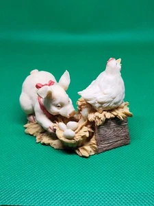 Pig & Chicken with Eggs Polyresin Figurine 2½"×2½" SO CUTE, LOOK 👀 !!!!! - Picture 1 of 5