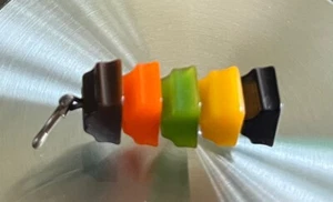Unique Vintage 30s Multicolor Geometric BAKELITE Tower FIDGIT Zipper Pull - Picture 1 of 6