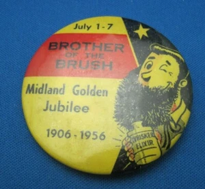 Vtg Brother of the Brush Midland Golden Jubilee 1906-1956 Pinback Button 2 1/8" - Picture 1 of 2