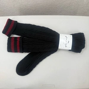 NWT Free People Over The Knee Chunky Cable Knit Socks Black/red - Picture 1 of 4