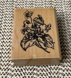 Stampendous Fun Stamp Violet Bunch E103 Wood Mounted Rubber Stamp 1989 Vintage - Picture 1 of 4
