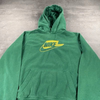 Nike Hoodie Youth Kids XL Green Yellow Club Fleece Sweatshirt SB Skate Baggy - Image 1 of 4