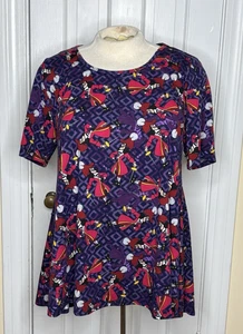 LuLaRoe Disney Captain Hook Perfect T Shirt Stretch Top Purple Size 2XL - Picture 1 of 3
