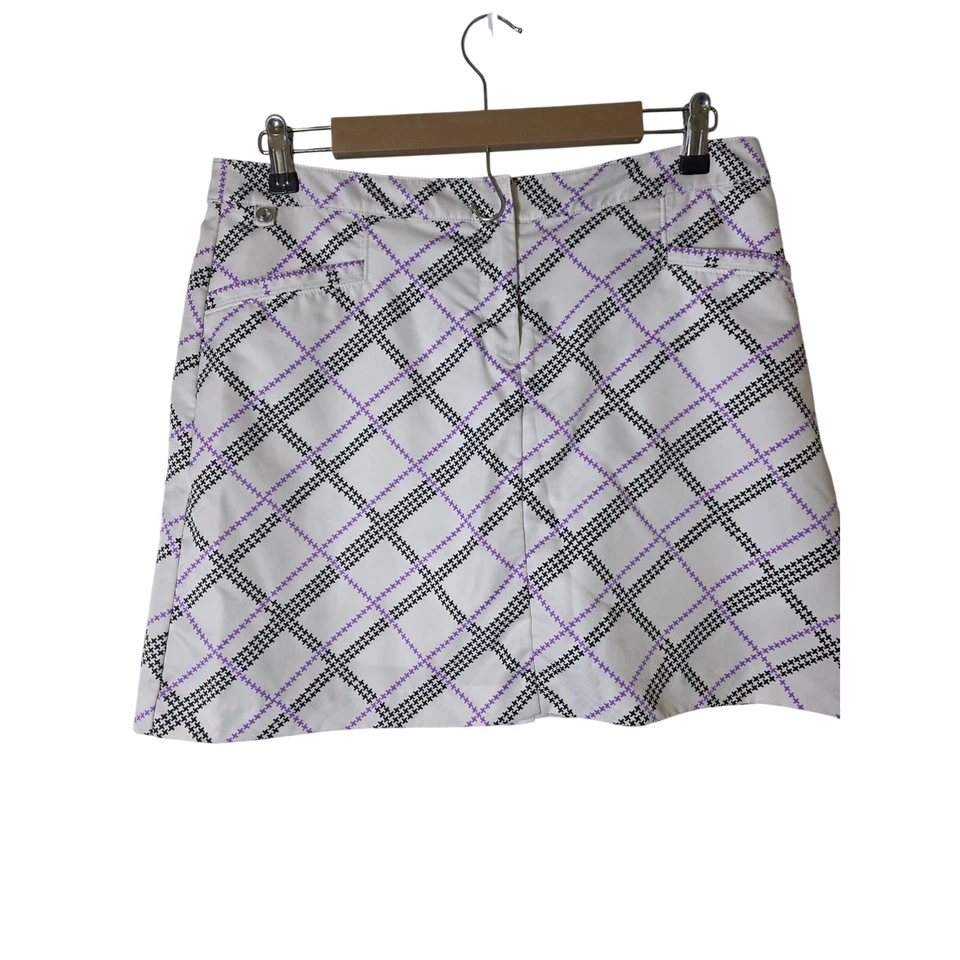IZOD Purple White Plaid Active Performance Golf Casual Skort Skirt SZ 10 - Image 1 of 4