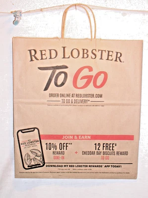 NUEVA BOLSA DE TRANSPORTE OFICIAL RESTAURANTE LANGOSTA ROJA GRANDE PARA LLEVAR CON ASAS Foto 1 de 4