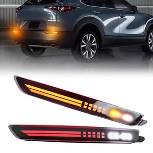 Smoked LED Rear Bumper Reflectors Fog Brake Tail Light Sequential Turn Signal... - Picture 1 of 6