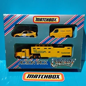 1987 MATCHBOX ACTION PACK CONVOY CY206 BRITISH TELECOM PETERBILT OPEL FORD SET - Picture 1 of 15