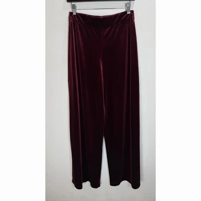 Брюки женские Max Studio бархатные широкие штанины большие гранатовые красные без застежек эластичные праздничные - Изображение 1 из 4