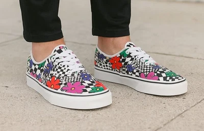 Vans Authentic Floral Checkerboard  Printed Sneakers, Size: Men 5/ Women 6.5 - Image 1 of 4