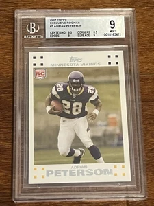 Adrian Peterson Vikings 2007 Topps Exclusive Rookies 3 radiocontrol novato Bgs 9 blanco - Imagen 1 de 2