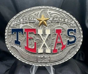 The Great State of Texas Belt Buckle Longhorn 1999 Cowboy Western - Picture 1 of 2