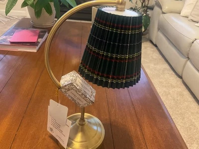 Laura Ashley Green Tartan Plaid Touch Table Lamp Brass Style Brushed Gold - Image 1 of 2