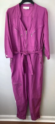 Mono utilitario Anthropologie Charlize rosa frambuesa bolsillos con cremallera corbata talla S Foto 1 de 4