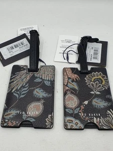 2 valigie Ted Baker stampate in pelle nera etichetta accessori vacanze nuove con etichette - Foto 1 di 7