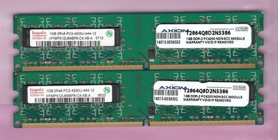 2GB 2x1GB PC2-4200 HYNIX DDR2-533 HYMP512U64BP8-C4 AB-A AXIOM 12864Q8D2N5386 KIT - Image 1 of 2