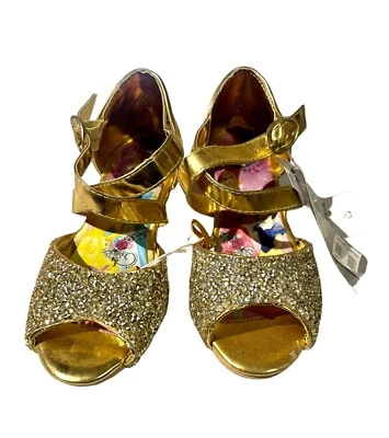 Disney Store Oficial Princesa Dorado Brillo Brillo Zapatos Formales Niñas Reino Unido 10 Nuevos Foto 1 de 3