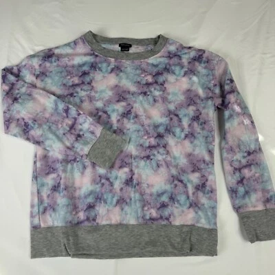 Espléndido Top Para Mujer Talla Mediana Estampado Púrpura/Azul Mangas Largas Cuello Redondo Foto 1 de 4