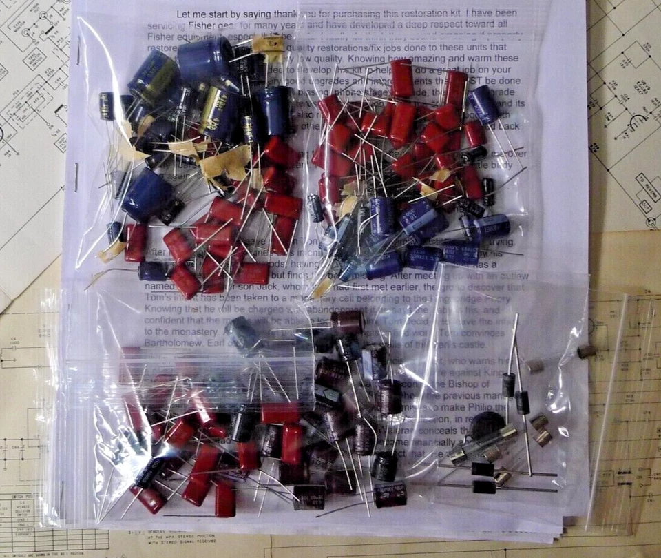 Rock-Ola 490 Jukebox power supp Amplifier 54510-A RECAP KIT Capacitors 490-1 494 - Image 1 of 1