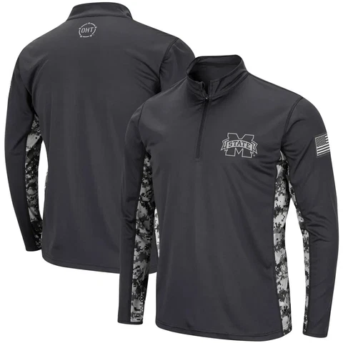 Mississippi State Bulldogs OHT Military Appreciation Digi Camo 1/4 Zip Jacket Cover