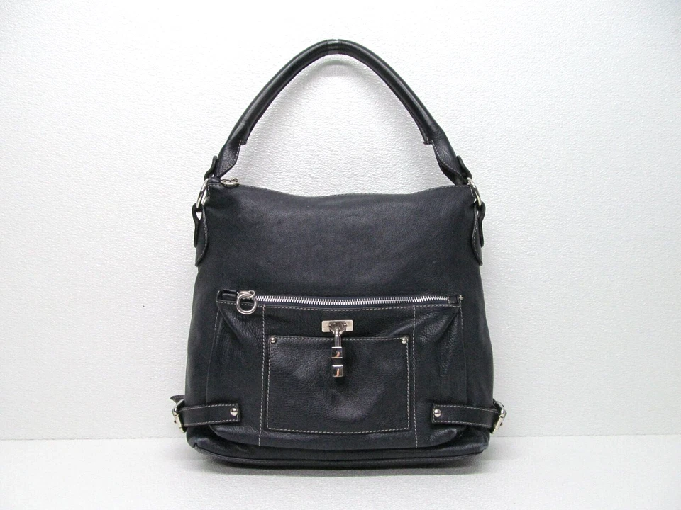 Bolso de hombro de cuero azul marino Laura Di Maggio hecho en Italia Foto 1 de 4