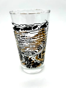 Vintage MCM Atomic Longdrinkbecher Glas Schwarz Gold Barware - Bild 1 von 8