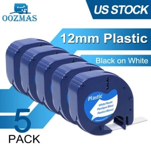 5PK Compatible Dymo LetraTag Repuesto 91331 Plástico Etiqueta Blanca Cinta 12mm LT-100H - Imagen 1 de 12
