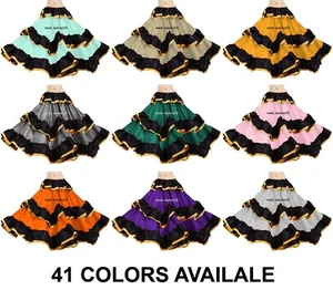 Bauchtanz Vollkreis mit 3 Lagen Satin Spanische Rüschen Maxi Tanzkleidung S75 - Bild 1 von 45