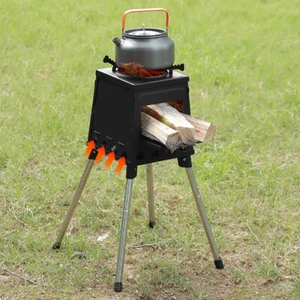 Portable Wood Burning Camp Stove Outdoor Cooking Heating S/L - 7.3*7.3"/10*10" - Picture 1 of 12