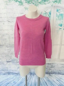 J.Crew einfarbiger rosa Merinowolle Rundhalsausschnitt 3/4 Ärmel Pullover Sweater Oberteil - XS - Bild 1 von 4