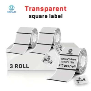 Étiquettes transparentes thermiques Phomemo x3 rouleaux (40x30mm) M110/M221/M220/M120/M200 - Photo 1/6