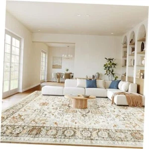 8x10 Washable Area Rug, Low-Profile Large Area Rug with Non-Slip 8'x10' Orange - Picture 1 of 7