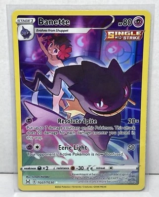 Pokemon TCG Banette TG07/TG30 Swsh11 Lost Origin Trainer Gallery Ultra Rare Holo - Image 1 of 2