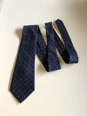 Van Heusen многоцветный темно-синий в горошек печать заостренный галстук, 100% шелк - Изображение 1 из 4