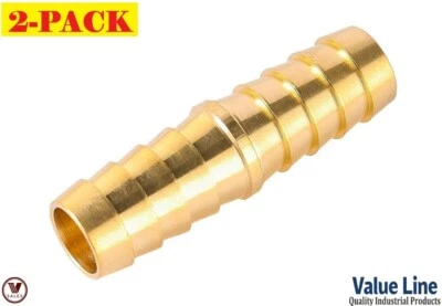 2-PACK! Value Line Brass Hose Mender Splicer Union, 3/8 x 3/8 Barb 122HBL-6 NEW! - Image 1 of 4