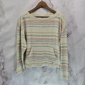 Prana Sweatshirt Womens Small Striped Pullover Raglan Cozy Up Suncation Hemp  - Picture 1 of 10