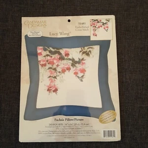 Fuchsia Kissen Bild Lucy Wang verziert Kreuzstich Kit 51481 14 x 14"  - Bild 1 von 4