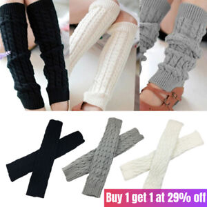 Women Ladies Winter Warm Leg Warmers Long Knit Knitted Crochet Socks Leggings